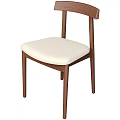 Modern Single Chair With Dark Brown Wooden Legs And Light Beige Upholstered Seat