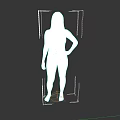 Woman In Beige Bodysuit Standing Confidently Barefoot Against Black Background