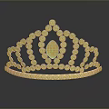 Elegant Decorative Crown With Green Gemstones And Central Red Shiny Design Accessory