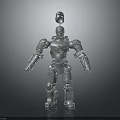 Silver Metallic Robot Figure With Mechanical Armor Limbs And Antenna Design