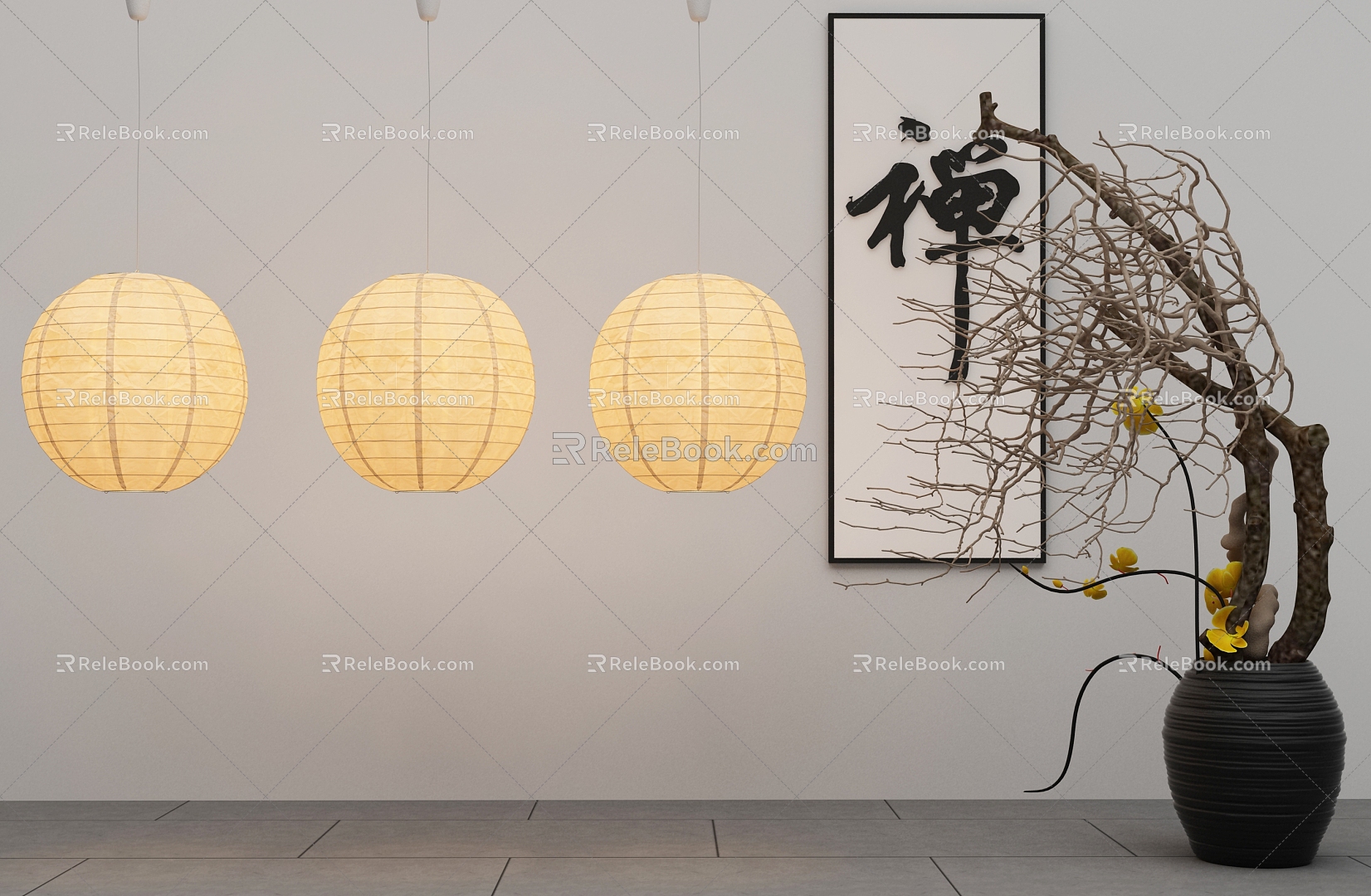 New Chinese Chandelier Chinese Ornaments Dead Branches 3d model