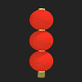 Three Strings of Red Lanterns with Multiple Round Lanterns on Black Background