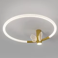 Modern Circular Ceiling Light With White Light Strip And Golden Wing Shaped Base 3d model