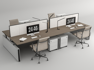 Modern Office Desk and Chair Staff Open Office Desk Office Chair 3d model