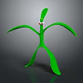 Green Humanoid Creature With Leaf Shaped Body And Red Eyes Design 3d model