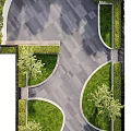 Park Landscape Design With Paved Walkway Lush Lawns And Green Trees