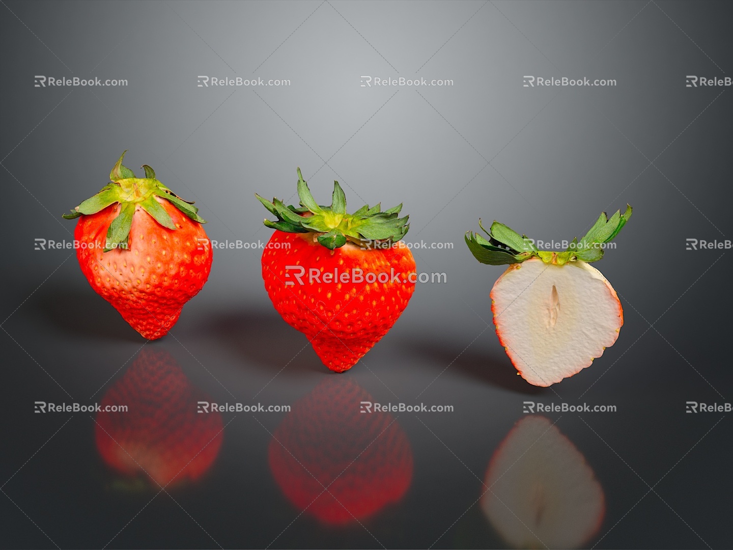 strawberry fruit fresh fruit seasonal fruit 3d model