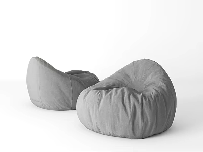 Gray Fabric Bean Bag Chairs Modern Comfortable Design For Living Room 3d model