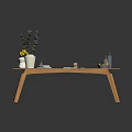 Minimalist Modern Solid Wood Coffee Table With Vase Plants Books Bowl And Bottles