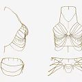 Fashionable Golden Chain Decorative Bikini Tops And Waist Chains Design Pieces