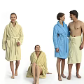 Group of People in Different Poses Wearing White Bathrobes and Towels