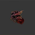 Purple Red Dragon Statue With Yellow Accents And Flame Details On Rock Base