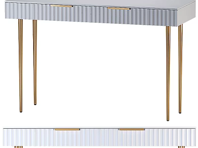 Modern Console Table With Silver Drawers Gold Handles And Gold Legs 3d model