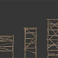 Three Natural Branch Constructed Architectural Towers With Crossed Frame Structures And Different Heights