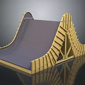 Modern Wooden Skateboard Ramp With Gray Sliding Surface And Sturdy Frame Design