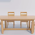 Wooden Dining Table Set with Simple Design and Matching Chairs in Modern Style