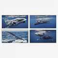 Stunning Whale Animal Paintings Series Showing Ocean Swimming And Breaching Scenes