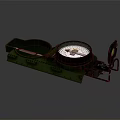 Green Military Style Compass with Ruler Scale Fluorescent Markers and Metal Casing on Dark Background