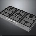 Modern Stainless Steel Gas Cooktop With Four Burners And Control Knobs 3d model
