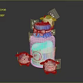 Cute Milk Drink Bottle in Blue with Small Cow Toys and Decorations