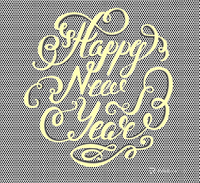 Happy New Year Artistic Calligraphy Design On Decorative Grid Background 3d model 