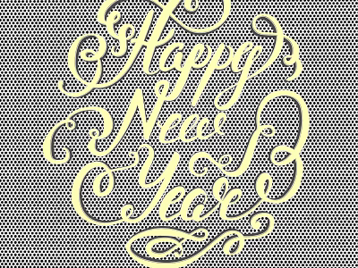 Happy New Year Artistic Calligraphy Design On Decorative Grid Background 3d model