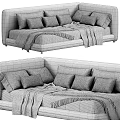 Modern Kids Bed with Patterned Pillows Soft Blanket and Upholstered Design