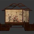 Traditional Classical Water Transport With Red Frame Lattice Windows And Decorative Paintings