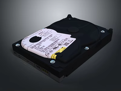 Internal Hard Drive With Black Casing White Label And Mounting Screws 3d model