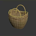 Handwoven Light Brown Wicker Basket With Two Handles And Intricate Weave