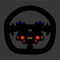 Black Racing Steering Wheel With Red Blue Buttons And Indicators 3d model
