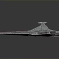 Detailed Sci Fi Starship Model Featuring Gray Body Red Stripes And Top Structure