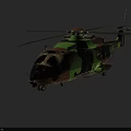 Military Helicopter Featuring Camouflage Paint Scheme Rotor Blades And Fuselage Design