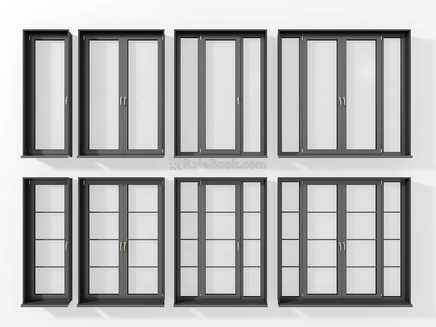 Aluminum alloy window combination for modern windows 3d model