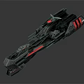 Futuristic Spacecraft Design With Black Exterior Red Accents And Sleek Structure
