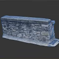 Rough Stone Low Wall Structure With Slab Base And Textured Surface 3d model