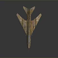 Vintage Camouflage Fighter Jet Model With Red Nose And Detailed Weathered Design