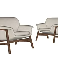 Modern Leisure Chairs With Beige Upholstery Wooden Frame And Comfortable Armrests