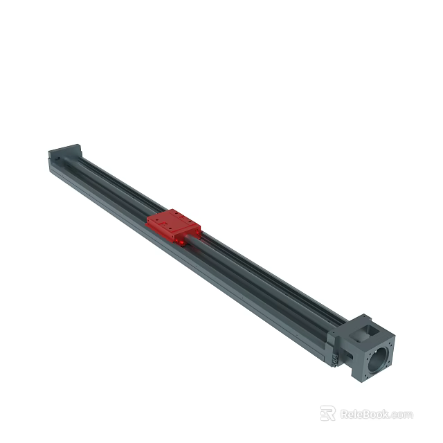 Gray Linear Module With Red Slider Precision Rail Mechanical Component 3d model 