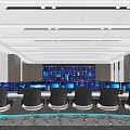 Modern Control Room Interior Featuring Multiple Monitoring Screens Console And Black Chairs