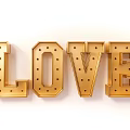 Gold LOVE Letters Decorative Lights With Stylish 3D Design And Small Holes