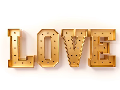 Gold LOVE Letters Decorative Lights With Stylish 3D Design And Small Holes 3d model