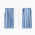 Blue Curtains With White Sheer Panels For Home Window Decoration