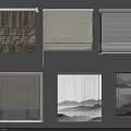 Assorted Curtain Designs Including Roman Shades Blinds and Mountain Pattern Styles 3d model