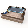 Outdoor Wooden Deck Structure With Rectangular Pool Steps And Storage Box