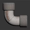 Metal Threaded Elbow Pipe Fitting As Industrial Plumbing Equipment With Ribbed Ends