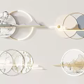 Modern Circular Wall Decor with Mountain Patterns Marble Textures Golden Frames and Lighting Effects 3d model