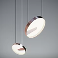 Two Modern Circular Pendant Lights With Metallic Frame And White Luminous Shade 3d model