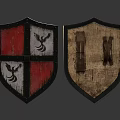 Medieval Shields Featuring Red White Design Eagle Emblem Wooden Leather Straps And Metal Rivets