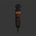Black and Orange Electric Angle Grinder with Grinding Wheel and Power Tool Design